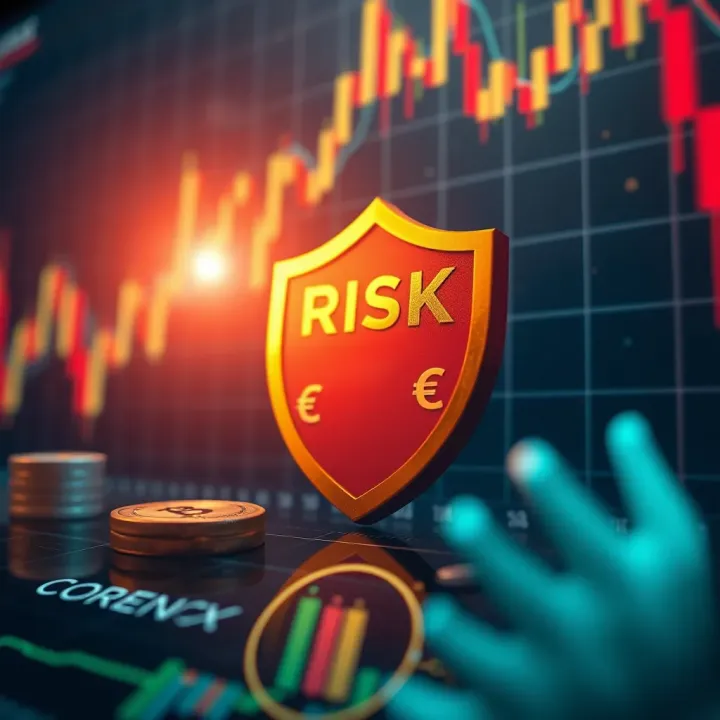 Illustration of risk management concepts showing shield protecting currency symbols