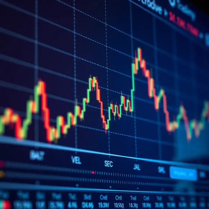 Chart displaying currency exchange rates with upward and downward trends