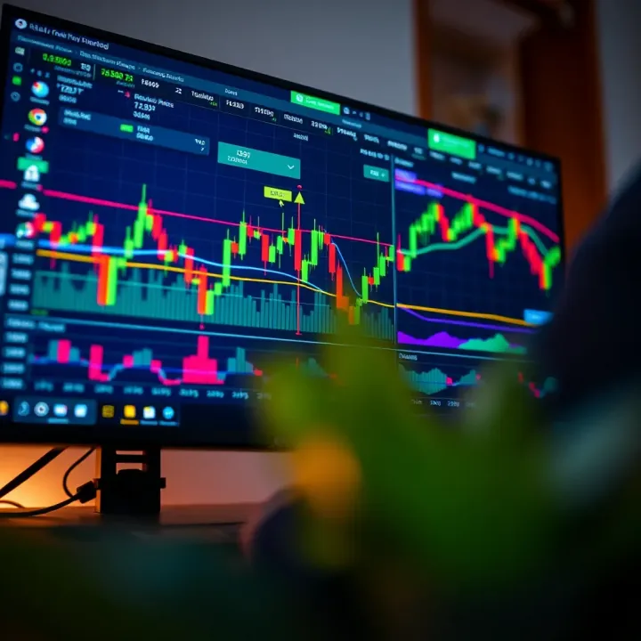 Computer screen showing forex trading platform with charts and currency pairs