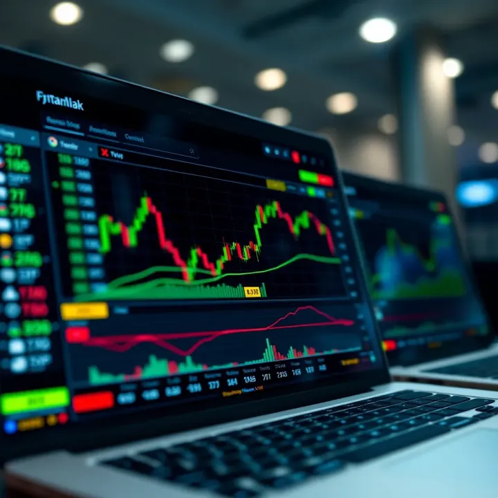Screenshot of a binary trading platform showcasing demo account interface with market graphs and trading options