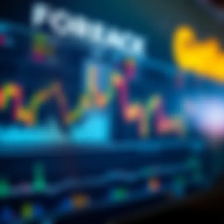 Illustration of forex currency exchange charts with rand and global currencies
