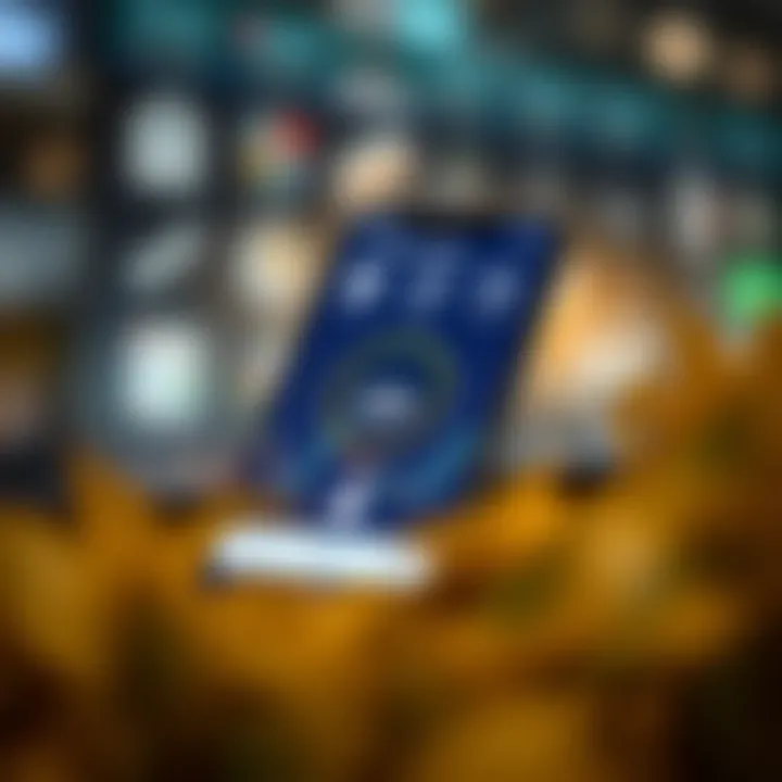 Illustration of a mobile phone with icons representing features like security, analytics, and notifications for forex trading