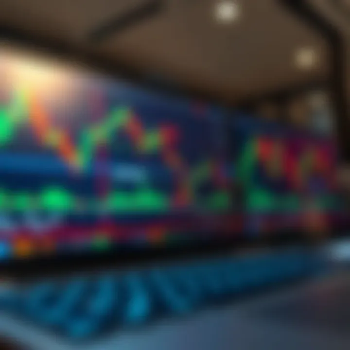 Illustration of a digital forex trading platform with charts and currency pairs highlighted