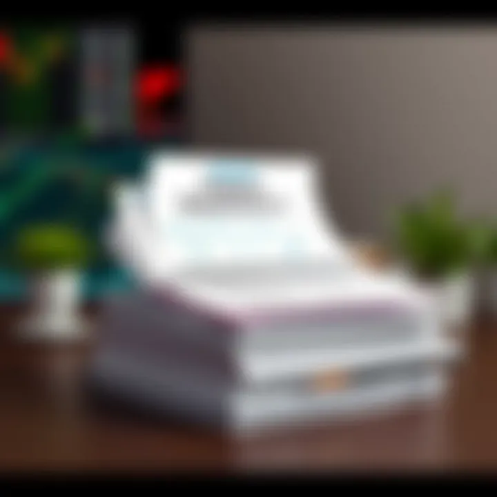 Stack of educational PDFs and digital devices with forex trading concepts and strategy outlines