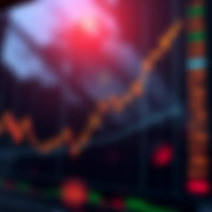 Graph showing upward trend with binary options symbols