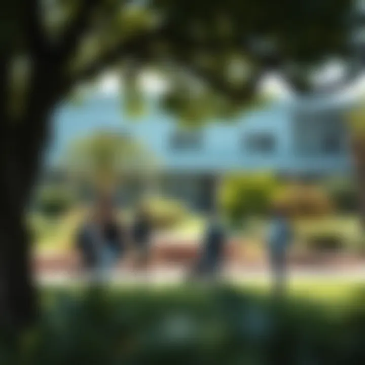 South African university campus with students engaged in outdoor learning