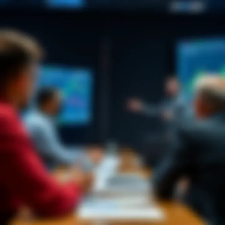 Instructor explaining forex market analysis techniques to seminar participants