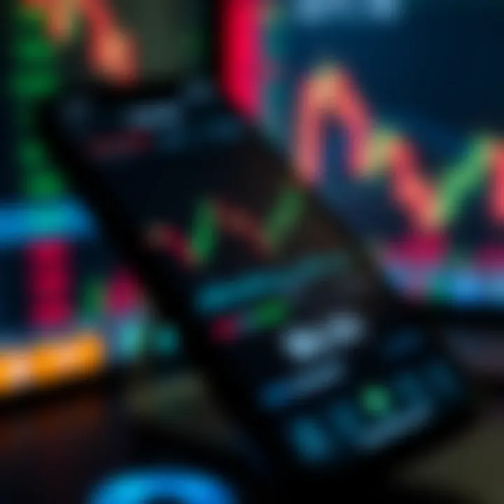 Forex trading app interface showing charts and currency pairs on a mobile device