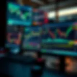 Illustration of digital trading platforms displaying forex market charts and data
