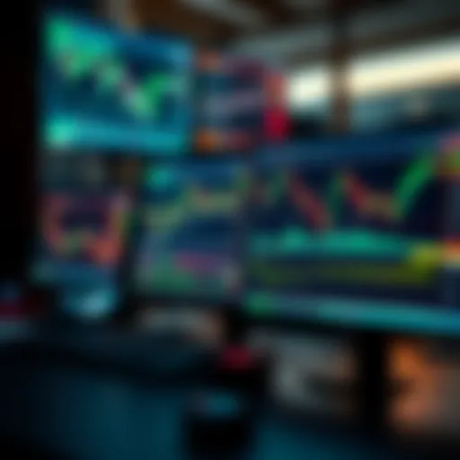 Illustration of digital trading platforms displaying forex market charts and data