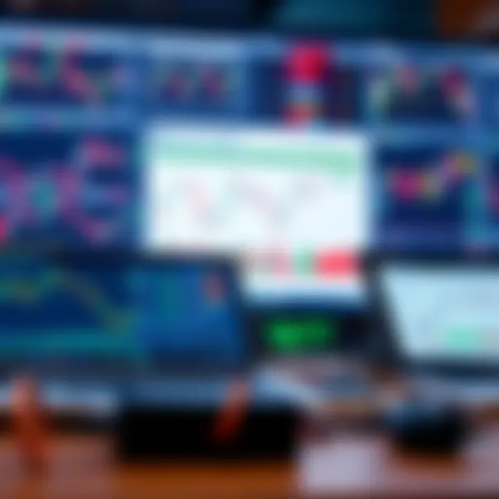 Collection of forex trading tools including graphs, calculators, and trading platform interface