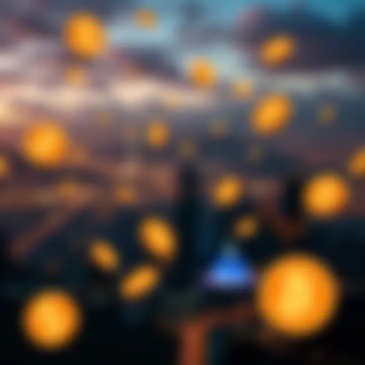 Conceptual graphic showing digital currency symbols floating over a South African cityscape to represent trading bonuses