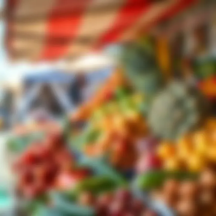 Colorful display of fresh fruits and vegetables at an outdoor market in Polokwane under clear daylight