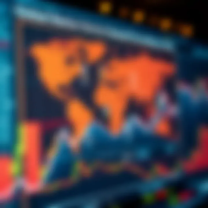 Diagram illustrating the flow and structure of the global forex market with currency exchange icons