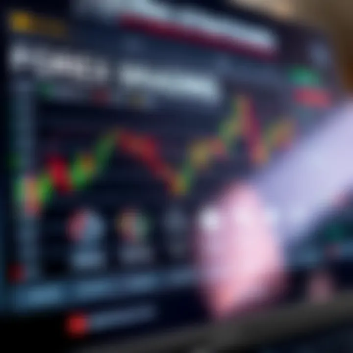 Graphic showing key forex trading strategies alongside risk management elements and broker selection icons