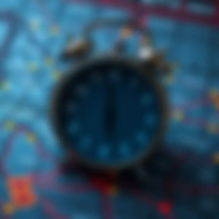 Clock displaying trading hours over a map of Bloemfontein highlighting game trading zones