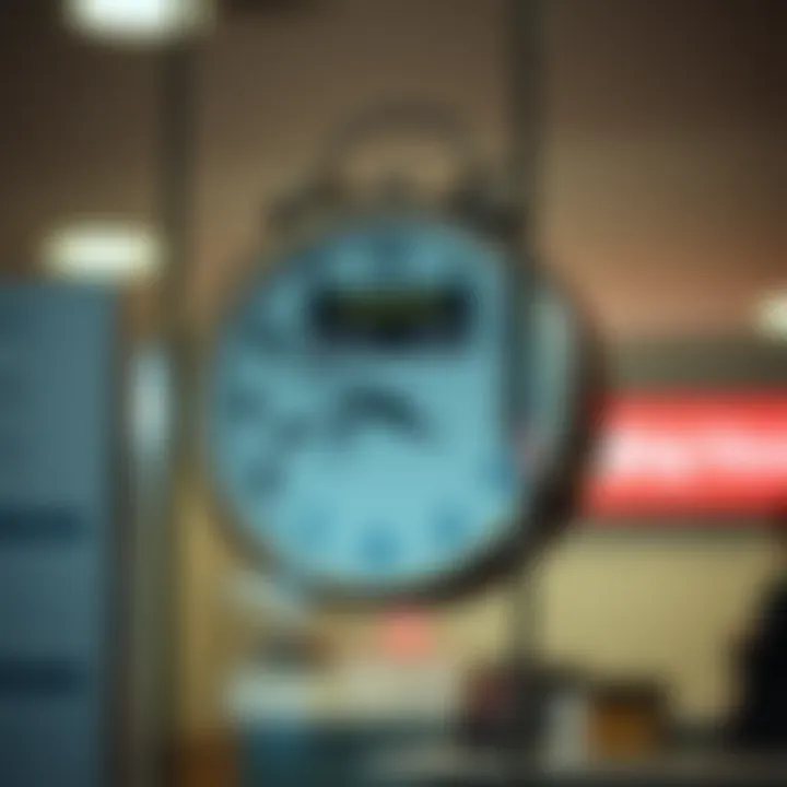 Clock showing operating hours at a government office in Cape Town