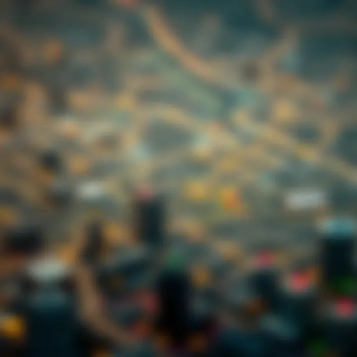 Map of Johannesburg highlighting key financial districts with forex trading icons