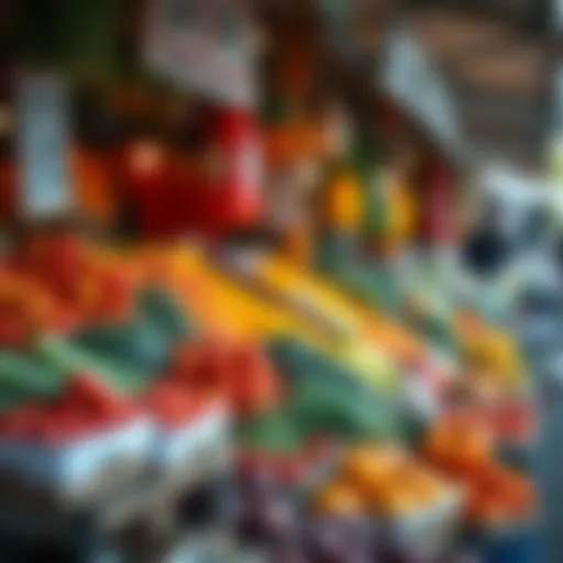 Fresh fruits and vegetables displayed at a vibrant Kenilworth market stall