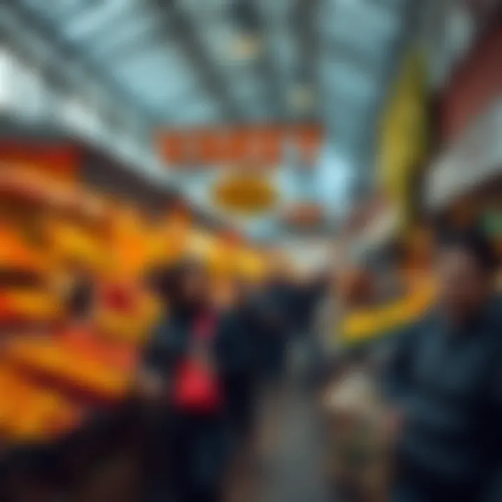 Busy Kenilworth local market bustling with shoppers during peak trading times