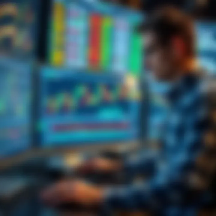 Illustration of a trader analyzing forex charts with risk management tools