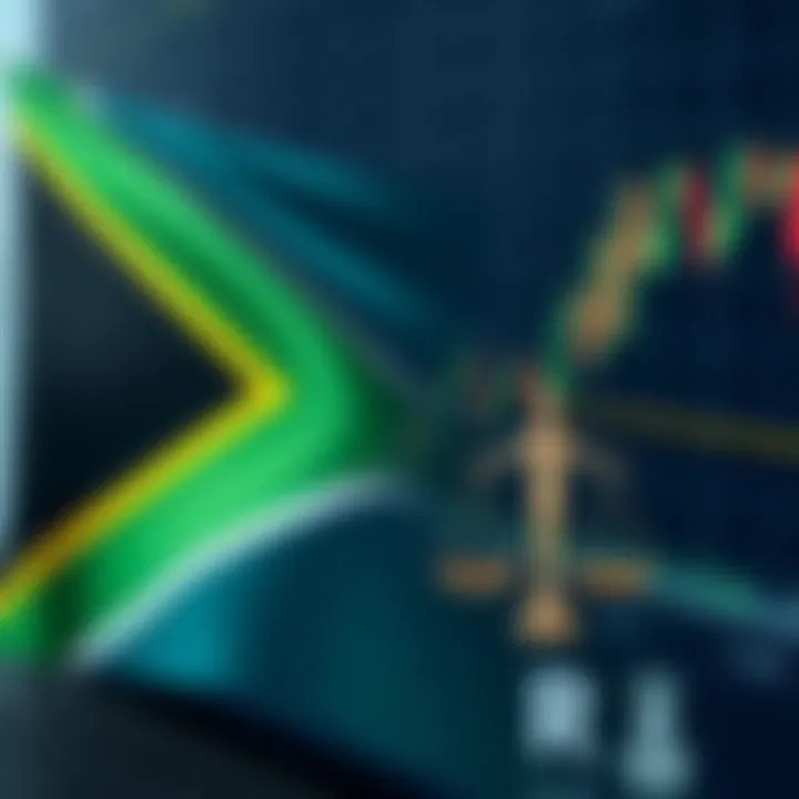 South African flag with forex trading charts and legal icons representing regulation
