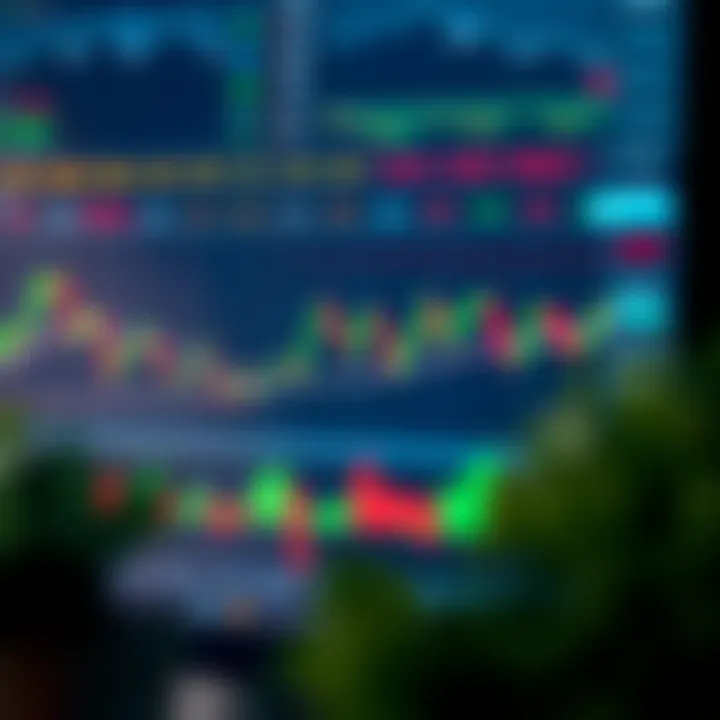 Chart illustrating rapid forex price fluctuations with technical indicators