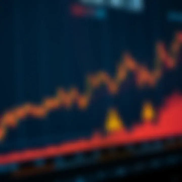 Illustration of a financial chart with upward trends and caution symbols indicating potential risks in binary options trading