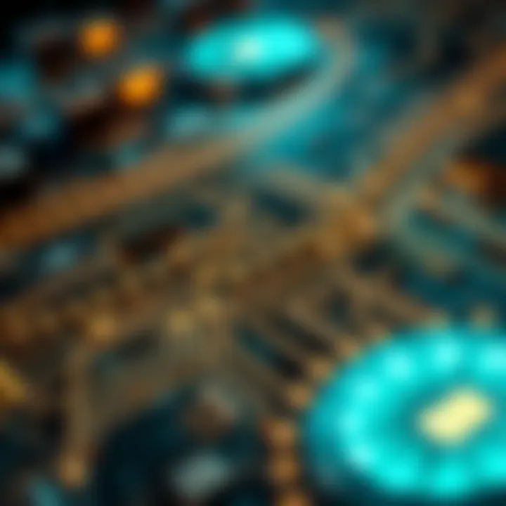 Illustration of computer circuitry demonstrating data flow through bits and bytes