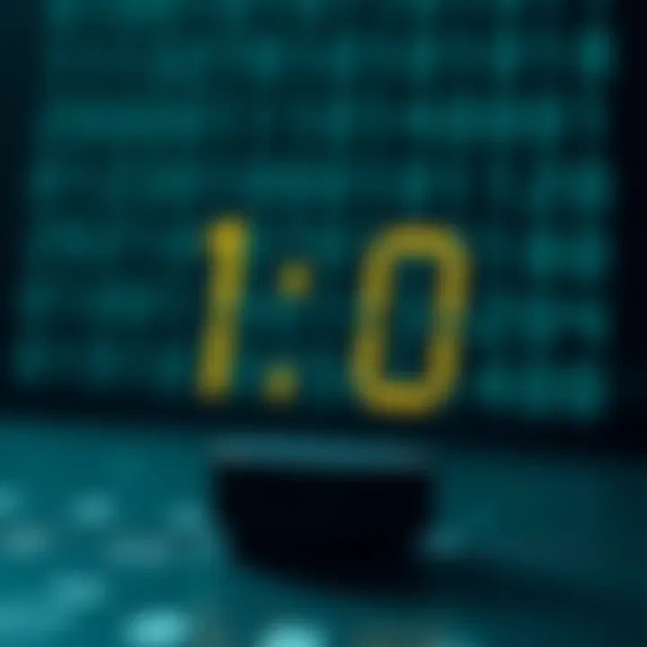 Illustration showing the binary digits representing the decimal value of four