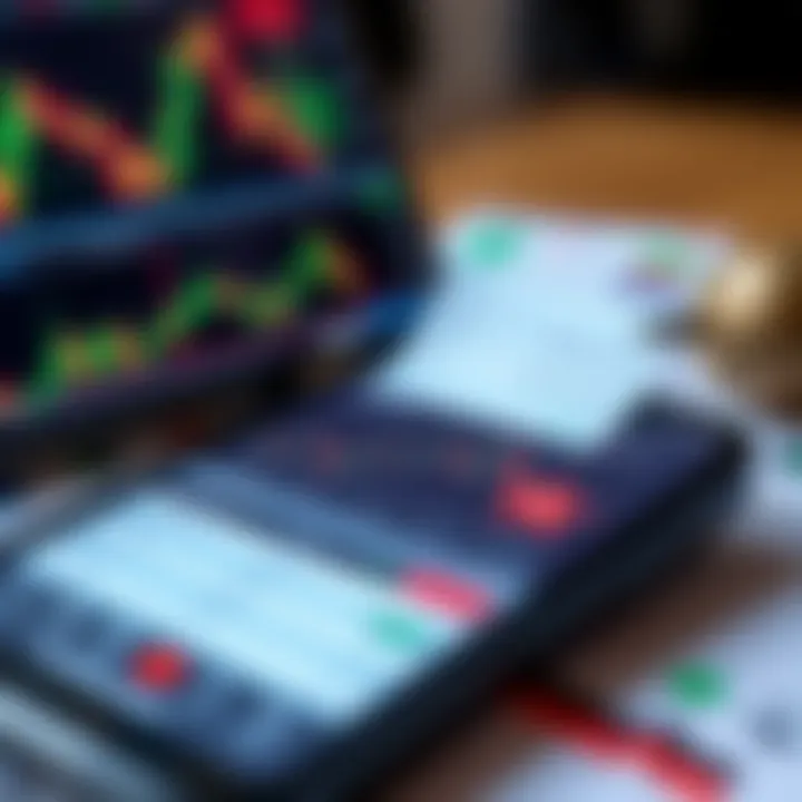 Mobile device displaying binary trading app interface with charts and options