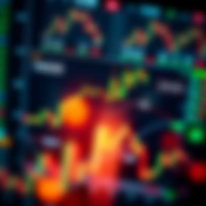 Diagram illustrating the concept of binary trading with a focus on digital charts and financial symbols