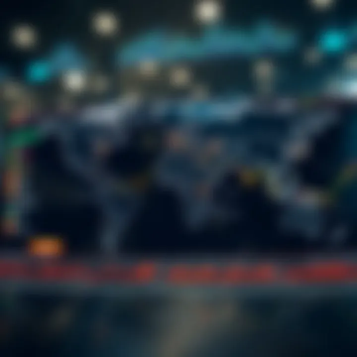 World map highlighting major forex trading session time zones with market centers