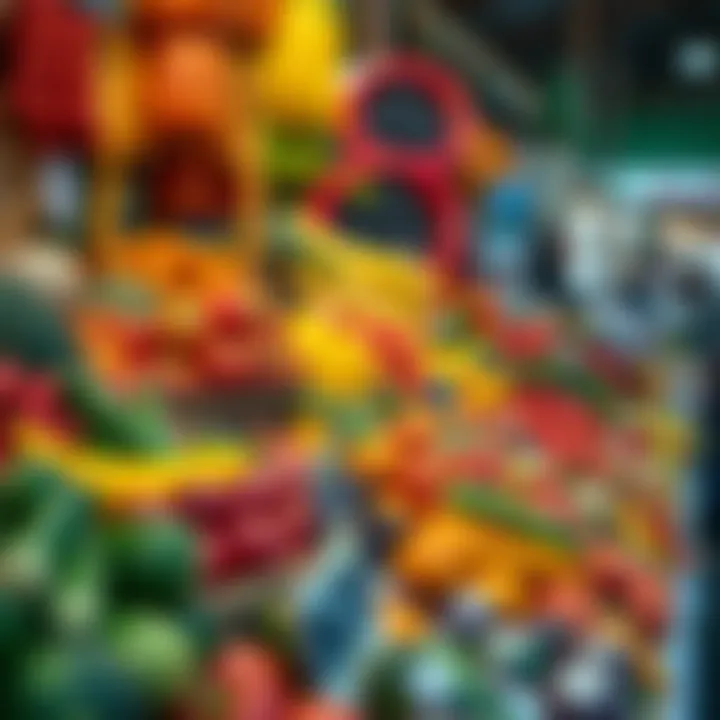 Fresh colorful selection of fruits and vegetables neatly displayed at Kuilsriver market stall