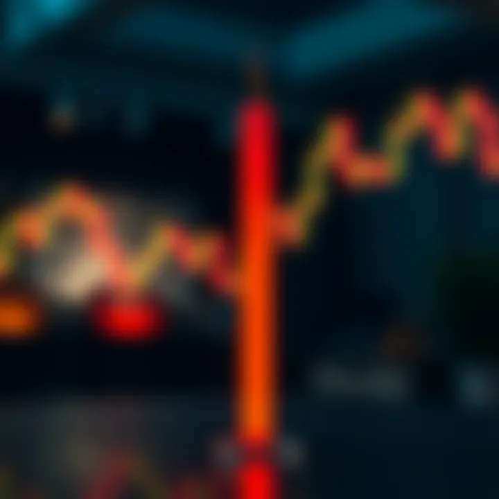 Illustration showing a hammer candlestick with a small body and long lower shadow