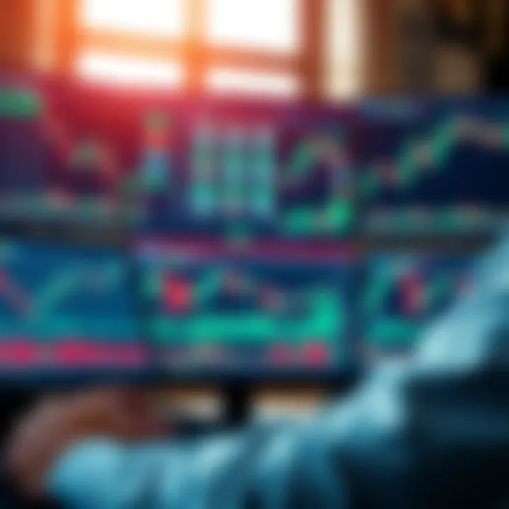 Graphical representation of trading strategy development using binary options with charts and analysis tools
