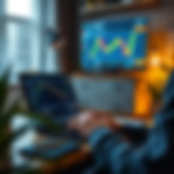 Person using a laptop to watch educational forex trading videos at home