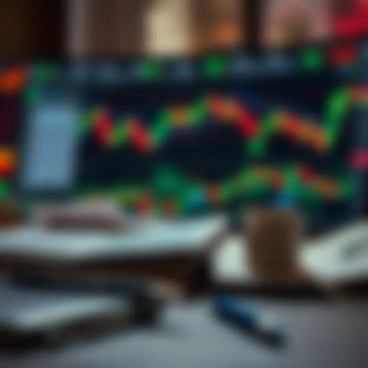 Conceptual representation of forex risk management with charts, strategy notes, and market indicators