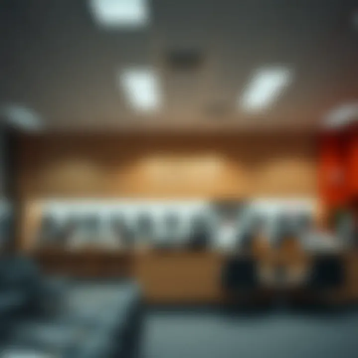 Interior of the license department with waiting area and service counters