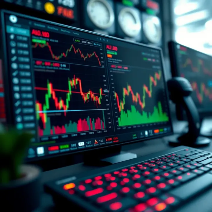 User interface of a free forex trading software displaying charts and market trends