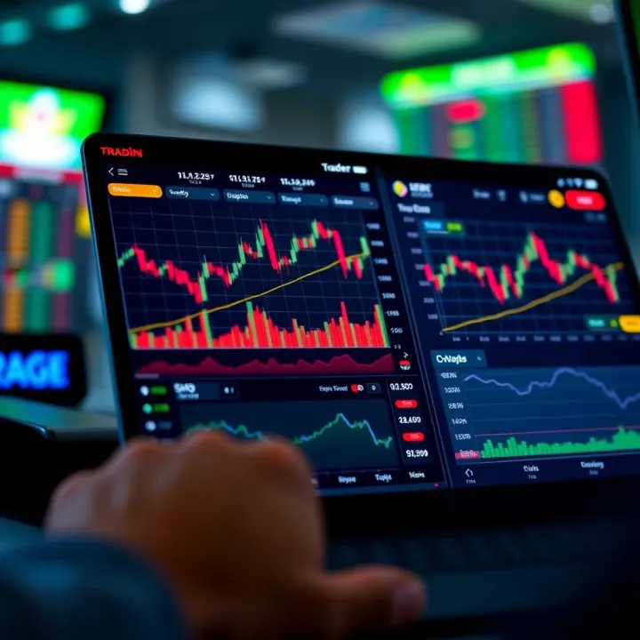 User interface of a beginner-friendly trading app showing stock charts and investment options