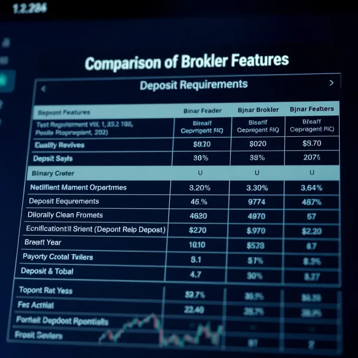 Comparison of Broker Features and Deposit Requirements Comparison chart of binary broker features and deposit requirements