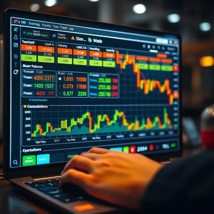 Comparison of features in various forex trading demo applications on a digital screen