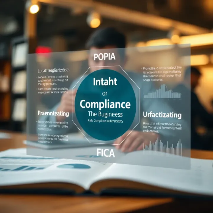 Visual representation of compliance frameworks highlighting POPIA, FICA, and local regulatory requirements integrated into business operations