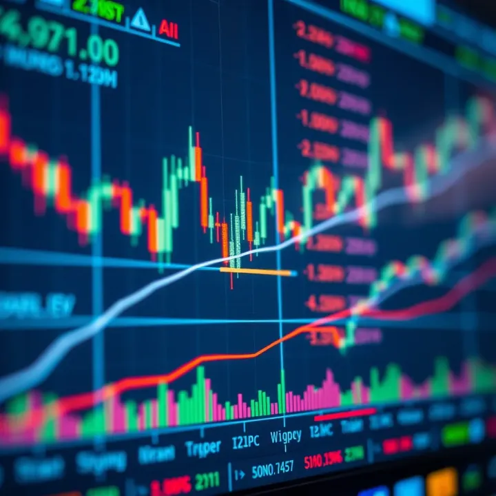 Chart displaying forex currency pairs with indicators highlighting trading strategies