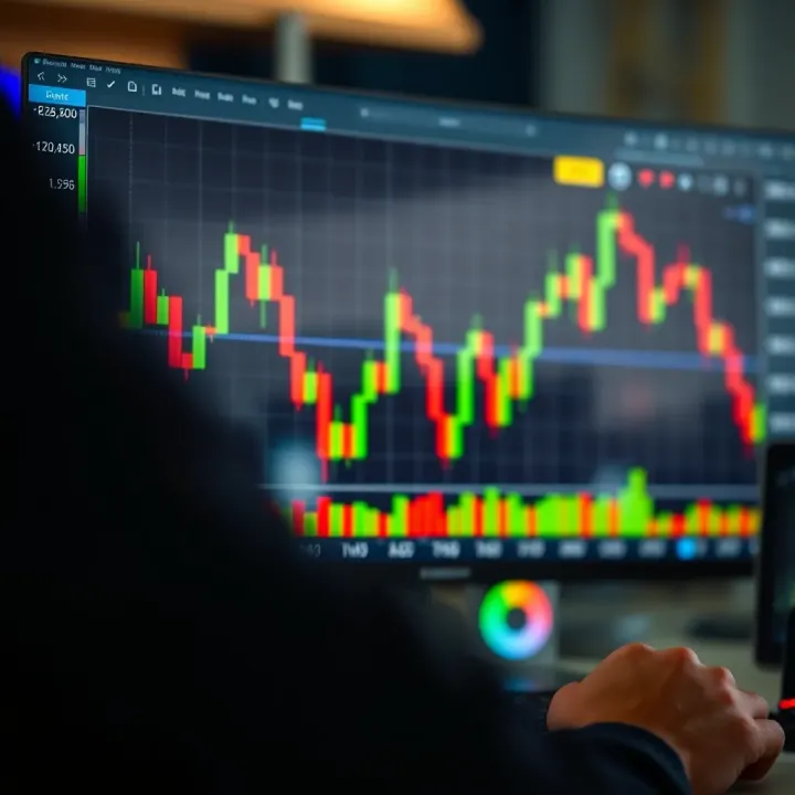 Chart showing binary options trading patterns with technical indicators for South African market