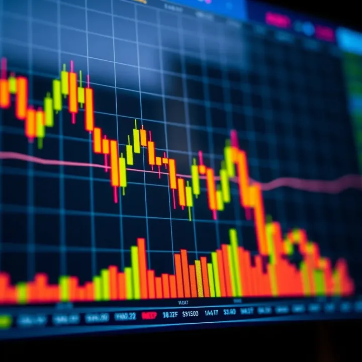 Graph depicting forex currency pair trends with candlestick patterns
