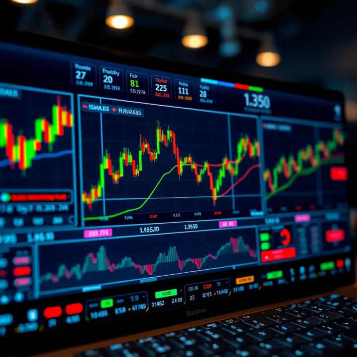 Essential Tools for Developing and Adapting Forex Trading Strategies Digital dashboard displaying forex trading tools such as charts, indicators, and risk management metrics