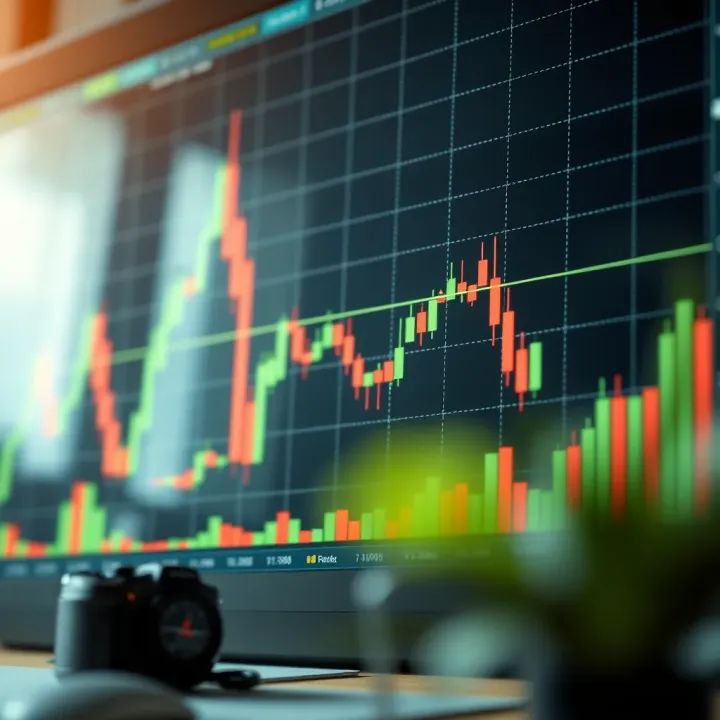 Candlestick chart displaying forex market trends and price movements