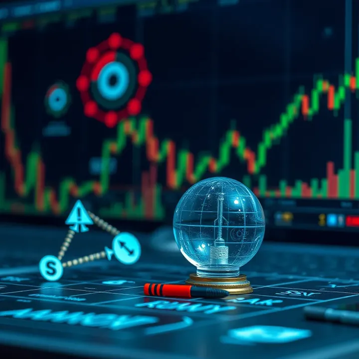 Illustration of risk management tools and financial analysis icons